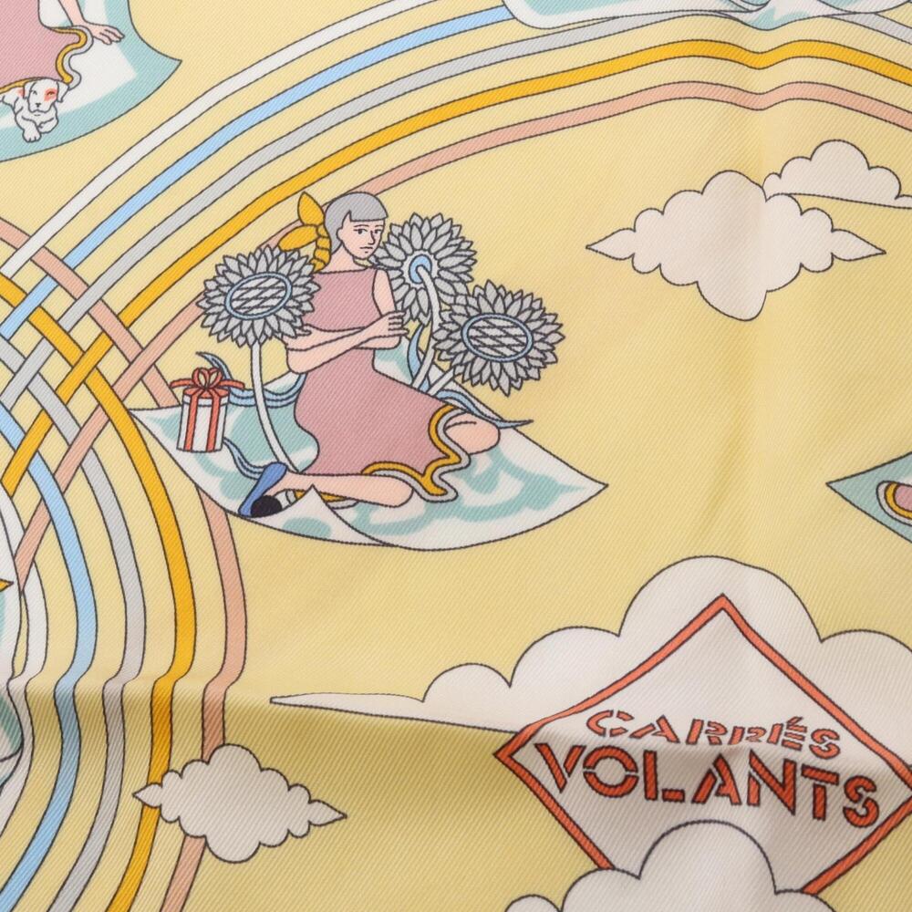 Hermes Carre 70 CARRES VOLANTS Scarf/Muffler, Silk, Women's, Yellow/Multicolor - Picture 6 of 6